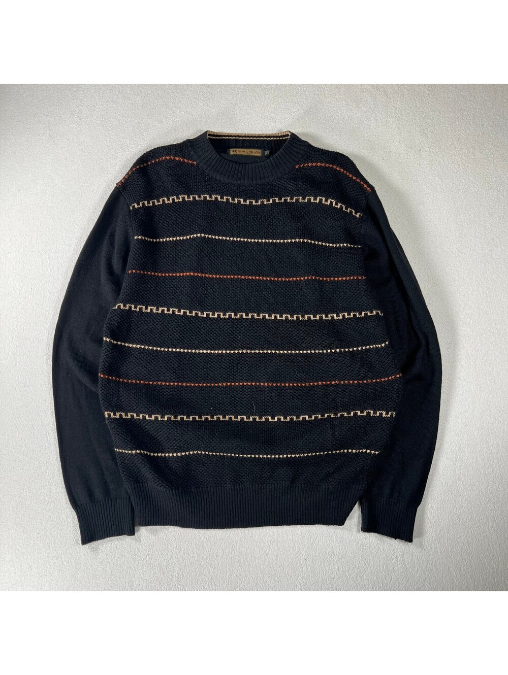 Vintage Italian Made Black Wool Blend Knitted Sweater Large